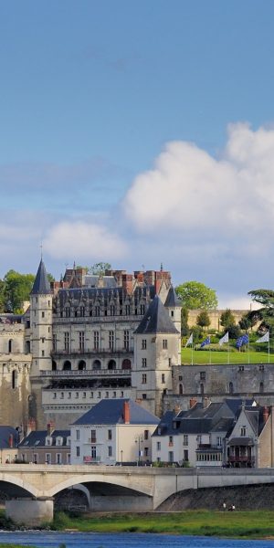 city-skyline-of-amboise-with-a-blue-sky-picture-id92221195